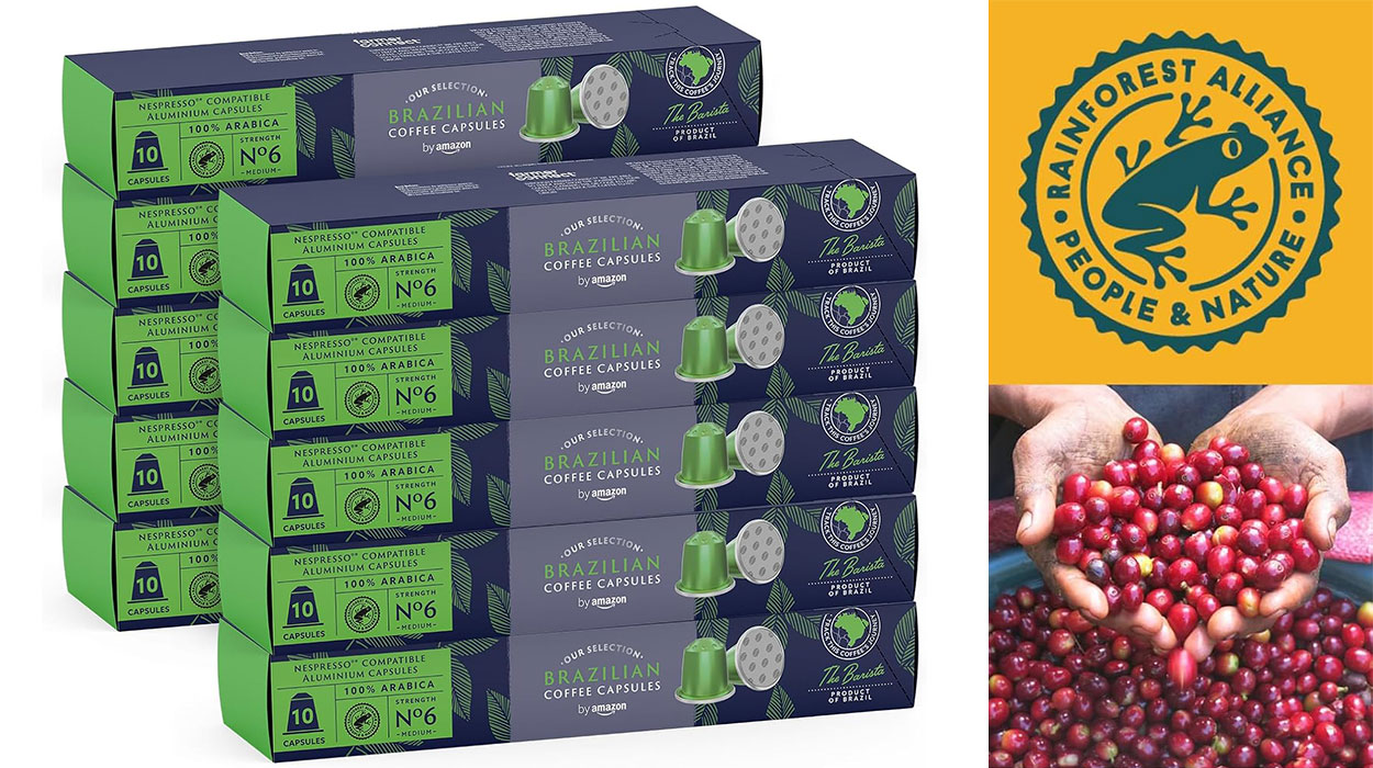 Chollo Pack de 100 cápsulas de café Brazilian by Amazon para Nespresso