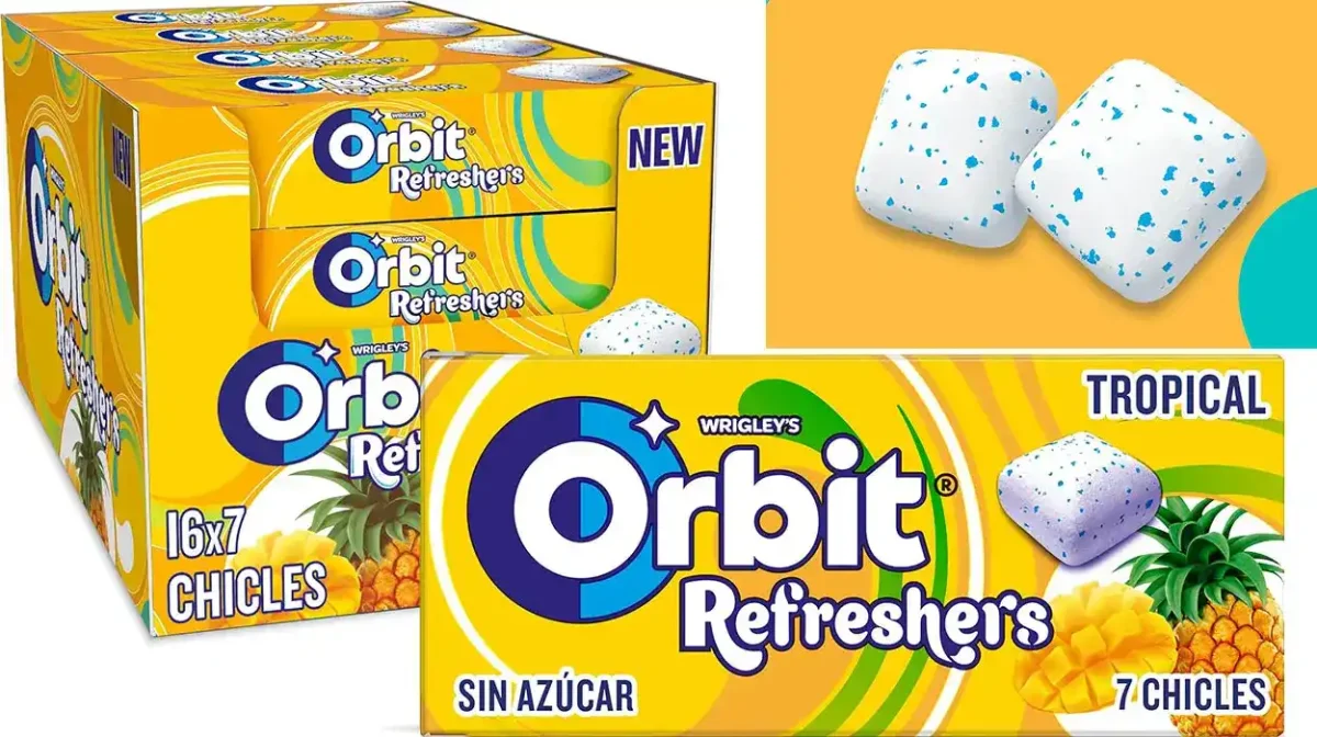 Pack de 112 chicles sin azúcar Orbit Refreshers de sabor tropical