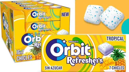 Chollo Pack de 112 chicles sin azúcar Orbit Refreshers de sabor tropical