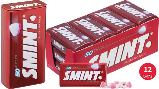 Chollo Pack de 12 latas de caramelos comprimidos Smint de fresa sin azúcar