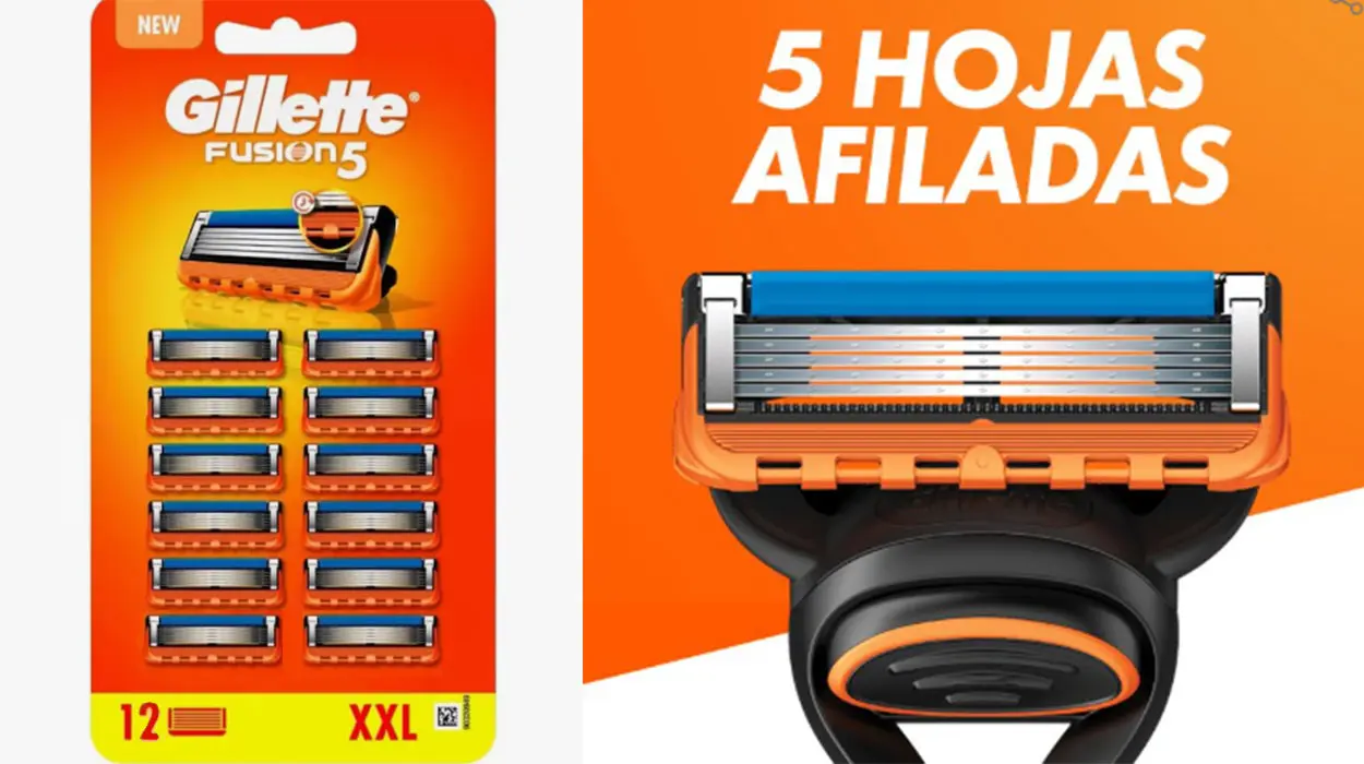 Chollo Pack de 12 recambios de cuchillas de afeitar Gillette Fusion5