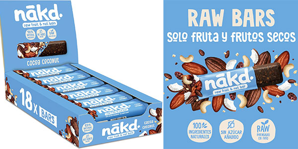 Chollo Pack de 18 barritas Nākd de coco