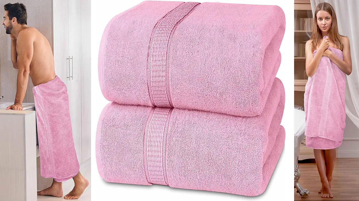 Chollo Pack de 2 toallas de lujo jumbo Utopia Towels rosa