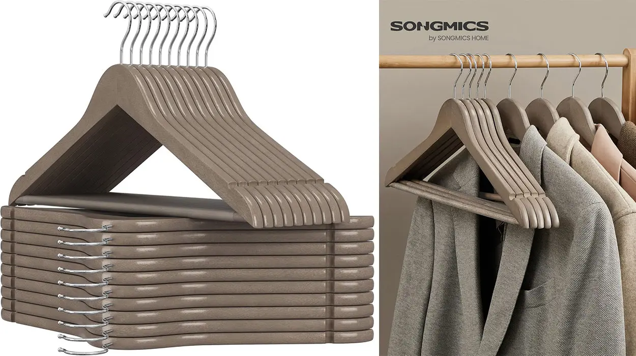Chollo Pack de 20 perchas Songmics de madera maciza