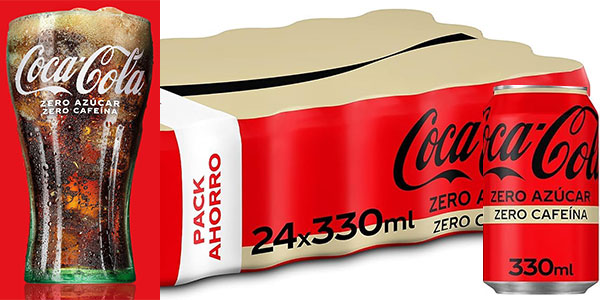 Chollo Pack 24 latas de Coca-Cola Zero Azúcar Zero Cafeína de 330 ml 