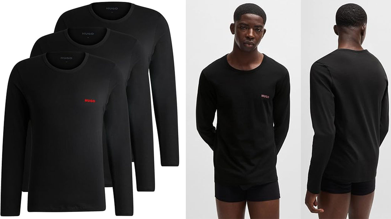 Chollo Pack de 3 camisetas Hugo de manga larga para hombre 