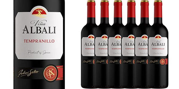 Chollo Pack de 6 botellas de vino tinto Viña Albali Tempranillo de 750 ml