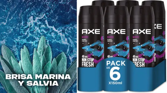 Chollo Pack x6 Desodorante Axe Marine de 150 ml para hombre