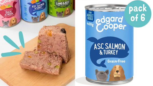 Chollo Pack de 6 latas de comida húmeda Edgard & Cooper de salmón y pavo para perros