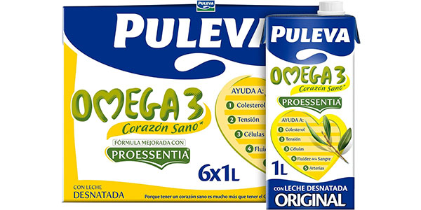 Chollo Pack x6 Leche desnatada Puleva Omega 3 Proessentia