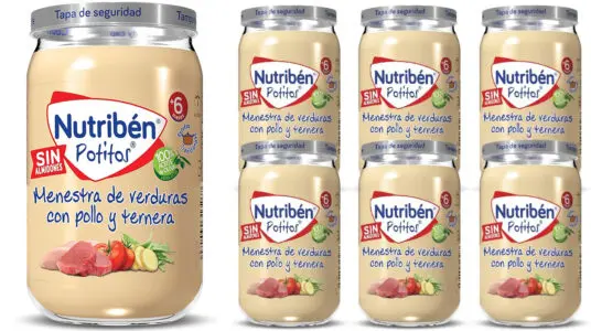 Chollo Pack de 6 potitos Nutribén Menestra de Verduras con Pollo y Ternera para bebé