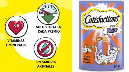 Chollo Pack x6 Premios para gatos Catisfactions Mix de pollo y pato