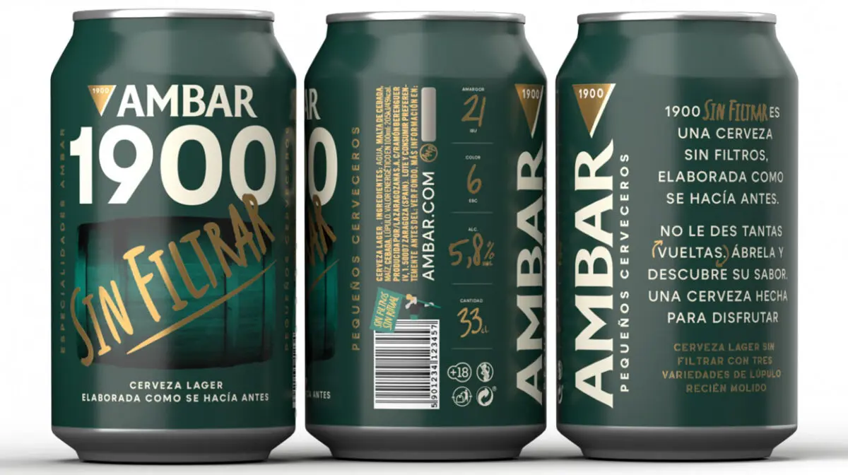 Pack de 24 latas de Cerveza Ambar 1900 Sin Filtrar