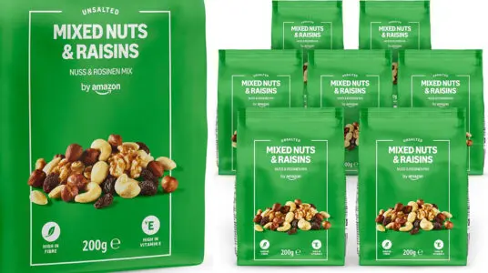 Chollo Pack by Amazon de 7 bolsas de mezcla de frutos secos y uvas pasas