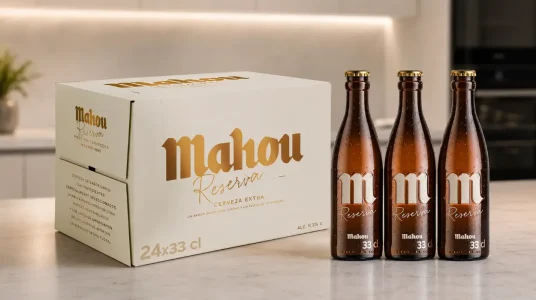 Chollo Pack de 24 botellas de cerveza Mahou Reserva de 33 cl por sólo 19,28€ (34% de descuento) ¡0,80€ cada uno!