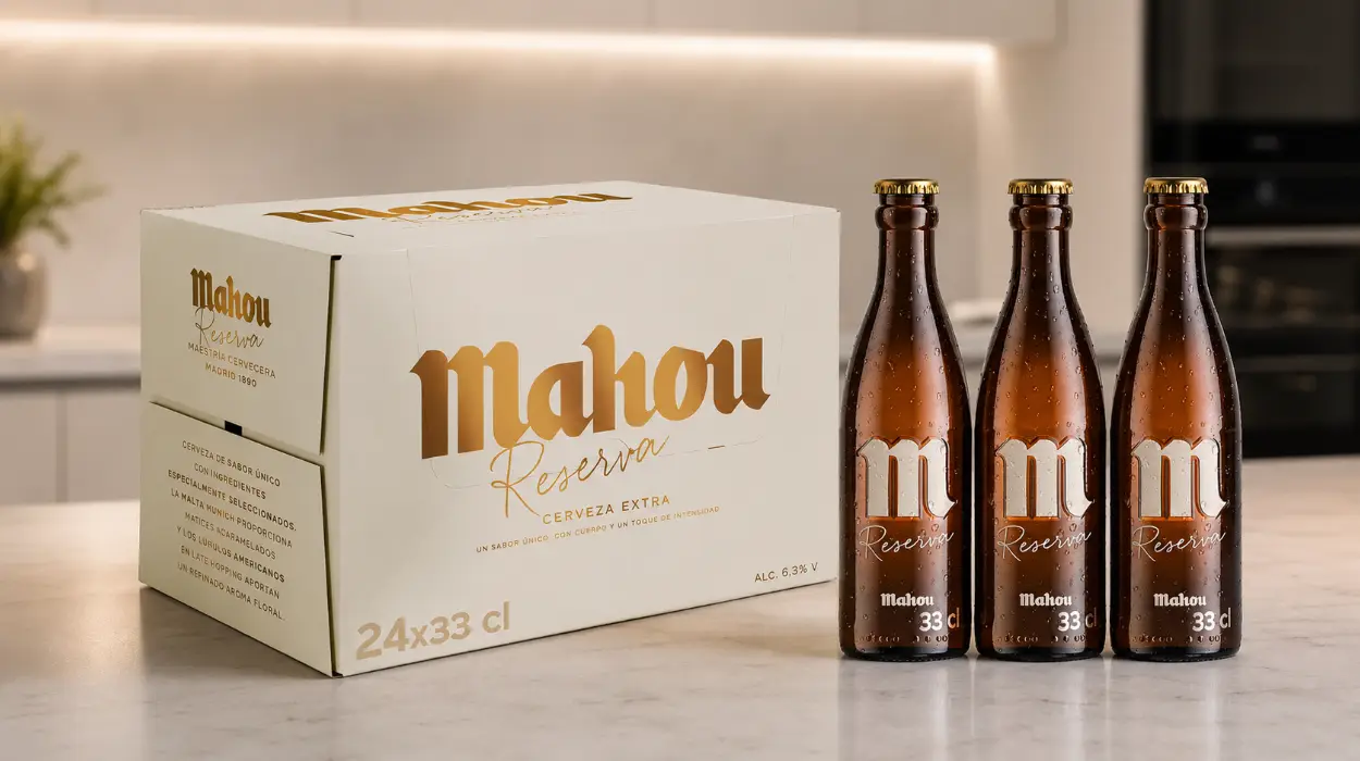 Pack de 24 botellines de cerveza Mahou Reserva de 33 cl