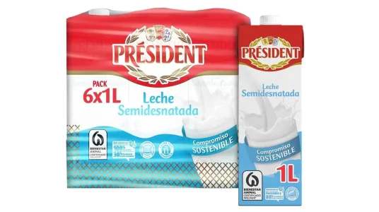 Chollo Pack x6 briks de leche semidesnatada President de 1 L por sólo 5,88€ (-10%) ¡0,98€ cada uno!