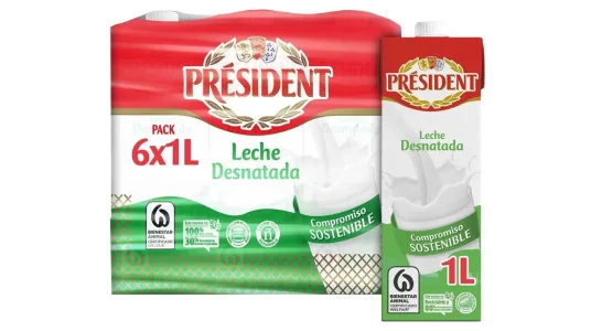 Chollo Pack x6 Leche desnatada President por sólo 5,70€ (14% de descuento)