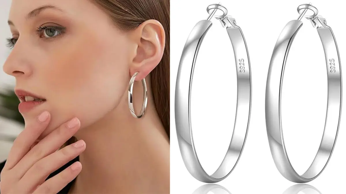 Pendientes de aro Exgox de plata 925 para mujer