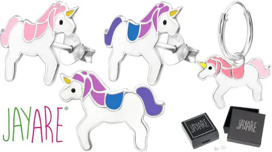 Chollo Pendientes infantiles de unicornios Jayare en plata 925