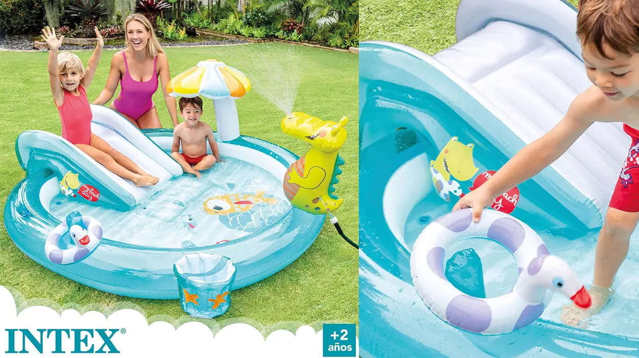 Chollo Piscina infantil hinchable Intex 57165 con tobogán y pulverizador de agua