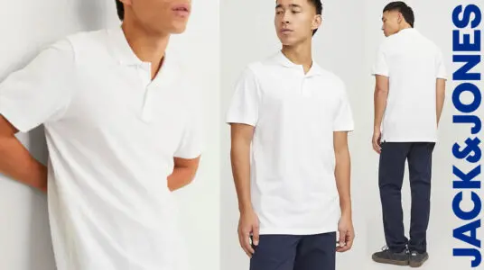 Chollo Polo liso Jack & Jones con cuello de camisa para hombre