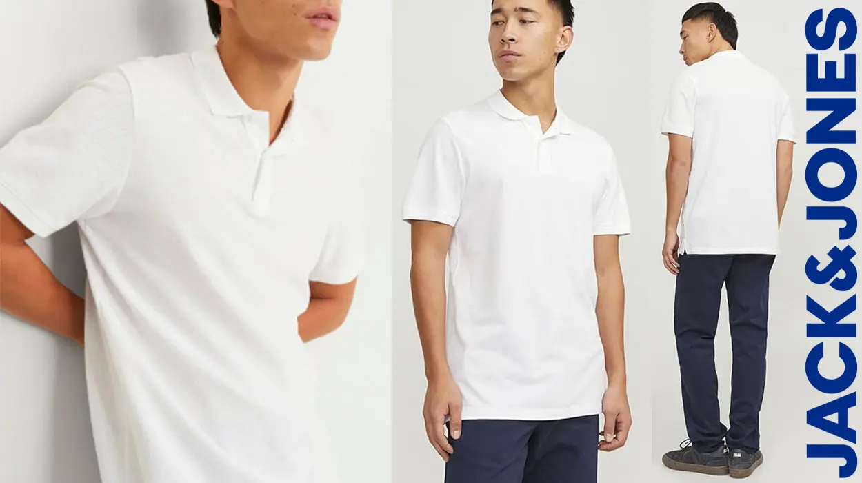 Chollo Polo liso Jack & Jones con cuello de camisa para hombre 