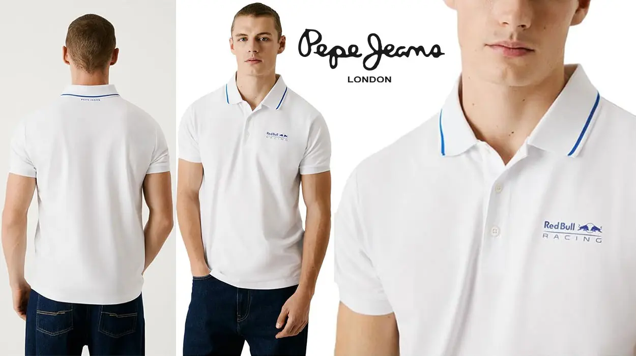 Chollo Polo Pepe Jeans Red Bull Racing blanco para hombre