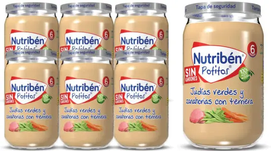 Chollo Pack de 6 potitos Nutribén de Ternera con Judías Verdes y Zanahoria para bebé