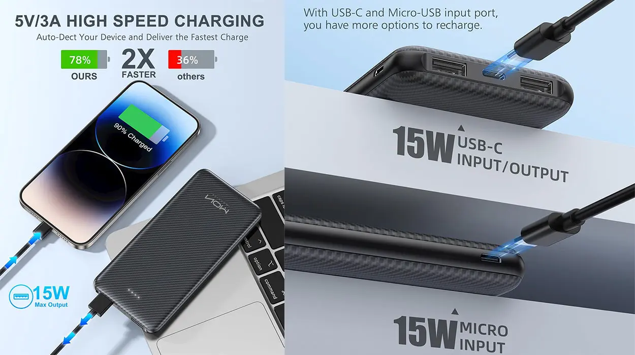 Power bank MOXNICE de 10.000 mAh barata