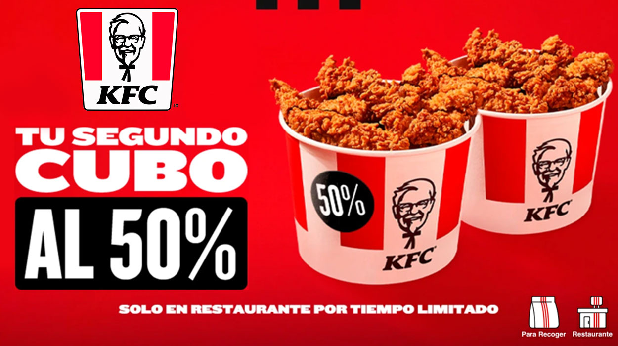 Tu segundo cubo en KFC al 50%