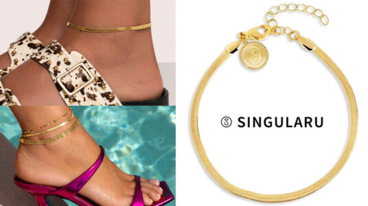 Chollo Pulsera tobillera Singularu Lisse bañada en oro