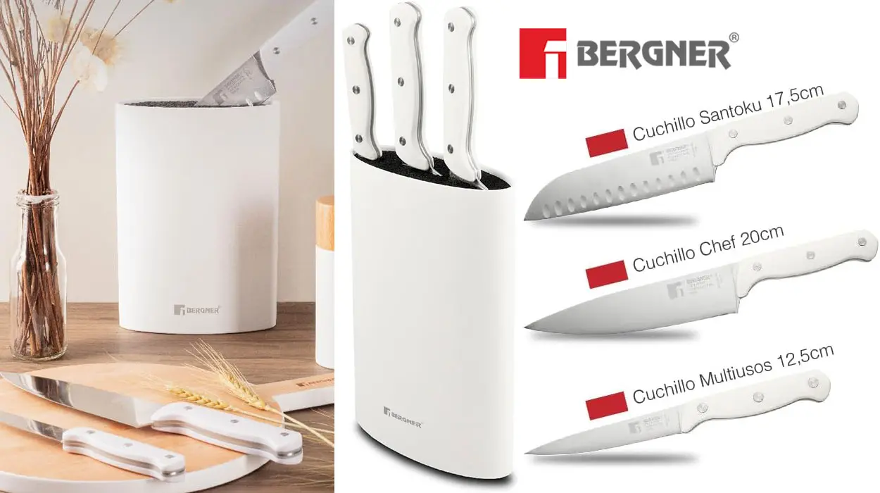 Chollo Set de 3 cuchillos de cocina Bergner Naturally con tacoma