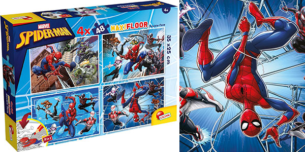 Chollo Set de 4 puzles infantiles de 48 piezas de doble cara de Spiderman