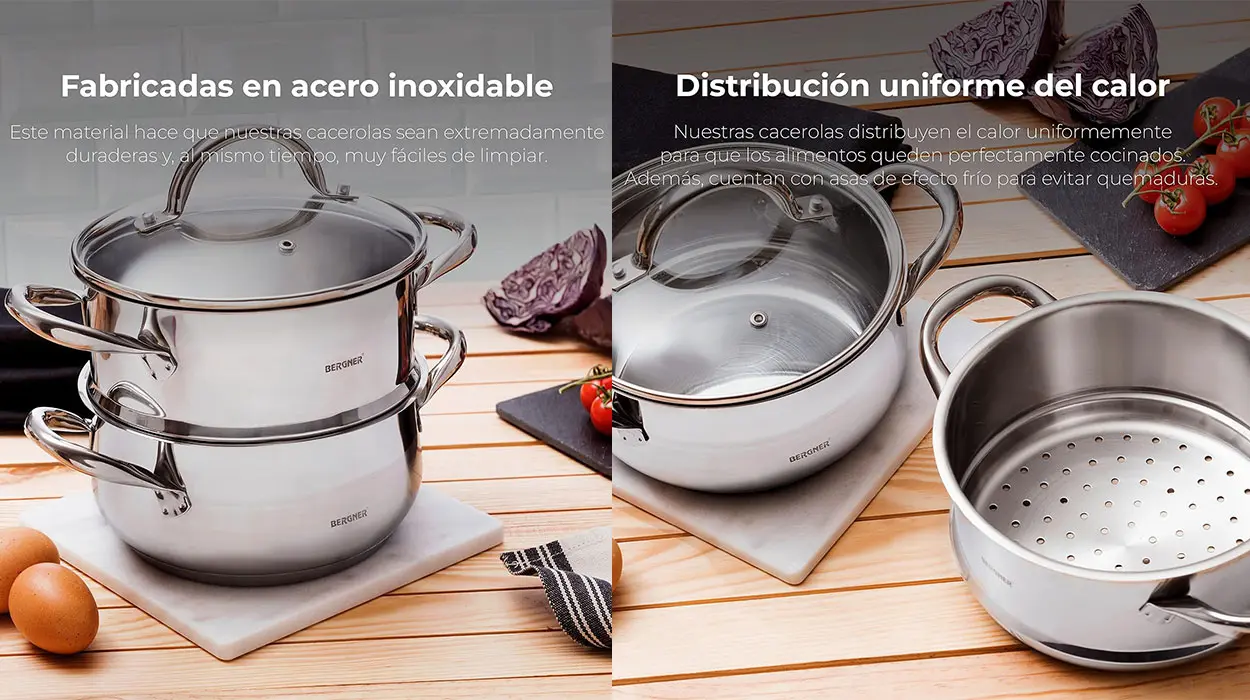 Chollo Set Bergner Gourmet de cacerola con hervidor y cazuela con tapa