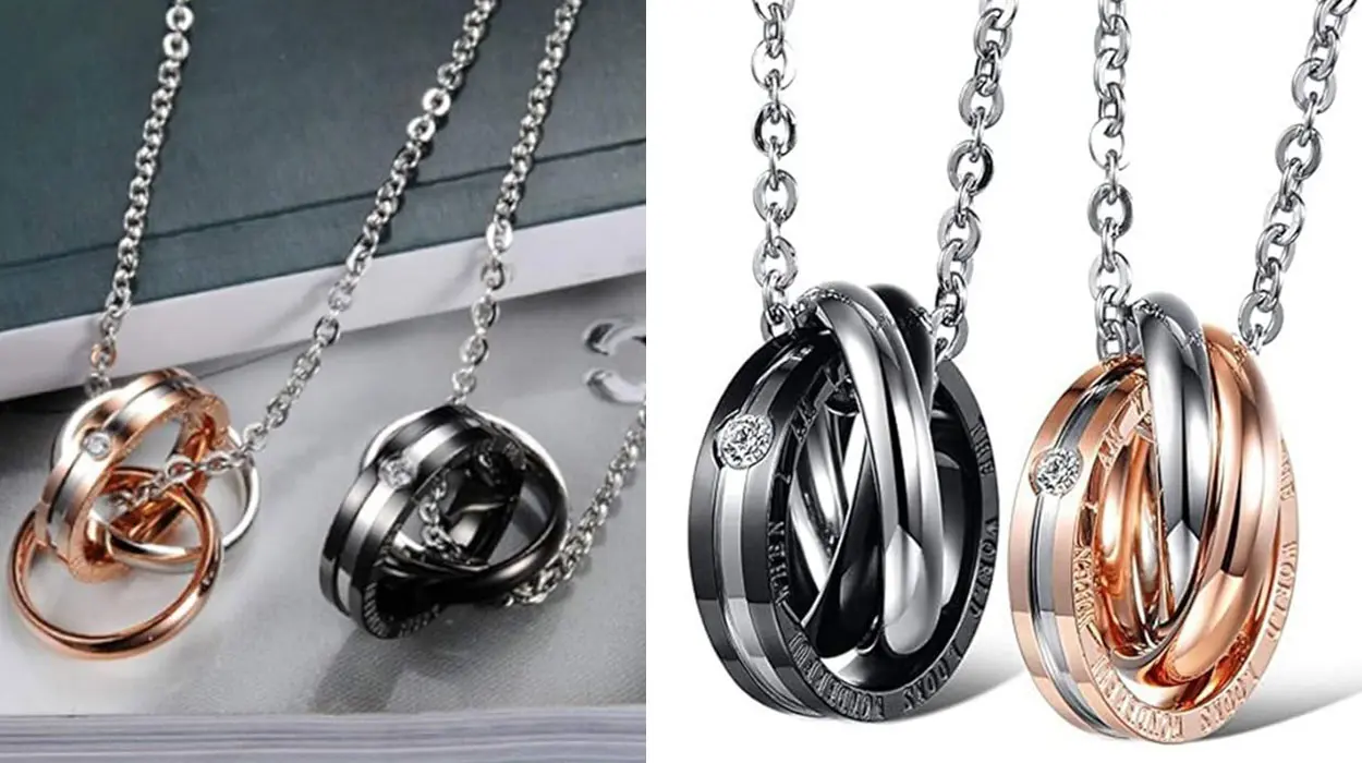 Chollo Set Flongo de 2 anillos con colgantes para pareja