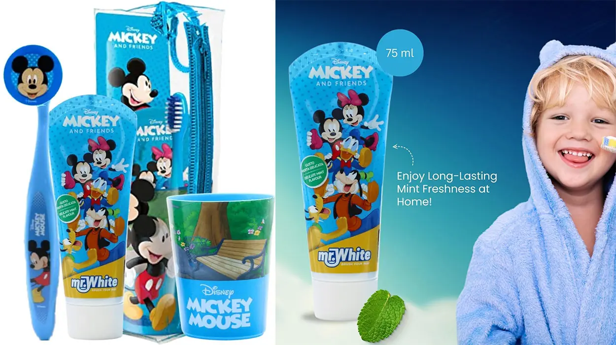 Chollo Set Mr. White Mickey Mouse para niños con cepillo de dientes y pasta