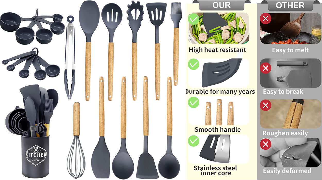 Chollo Set de utensilios de cocina de silicona de 22 piezas 
