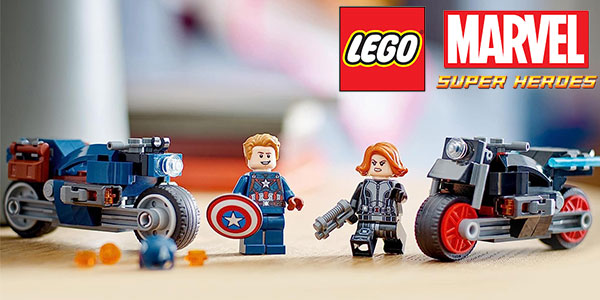 Chollo Set Viuda Negra y Capitán América en moto de LEGO Marvel