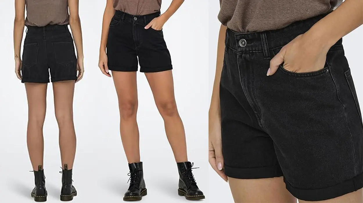 Shorts vaqueros Only Onlvega de cintura alta para mujer en negro