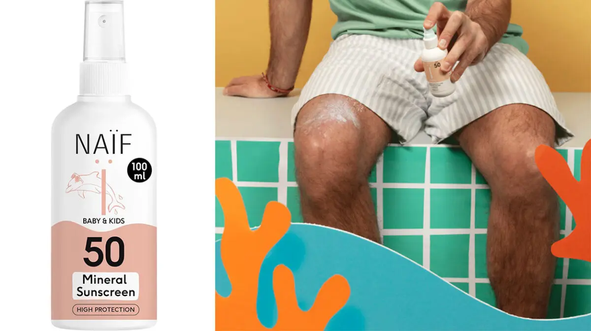Spray de protección solar Naïf SPF 50 sin microplásticos para bebés y niños