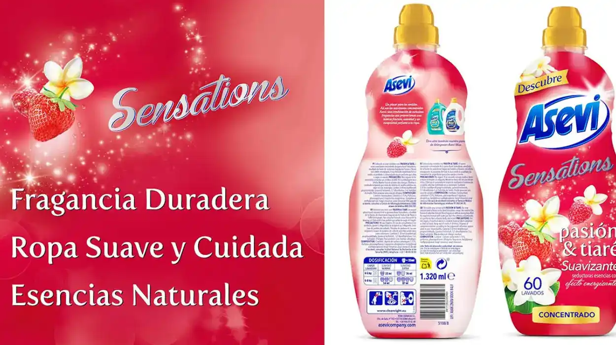 Suavizante Asevi Sensations Pasión & Tiaré para ropa (60 lavados)
