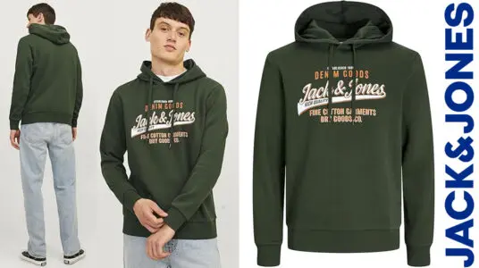 Sudadera Jack & Jones con capucha verde para hombre