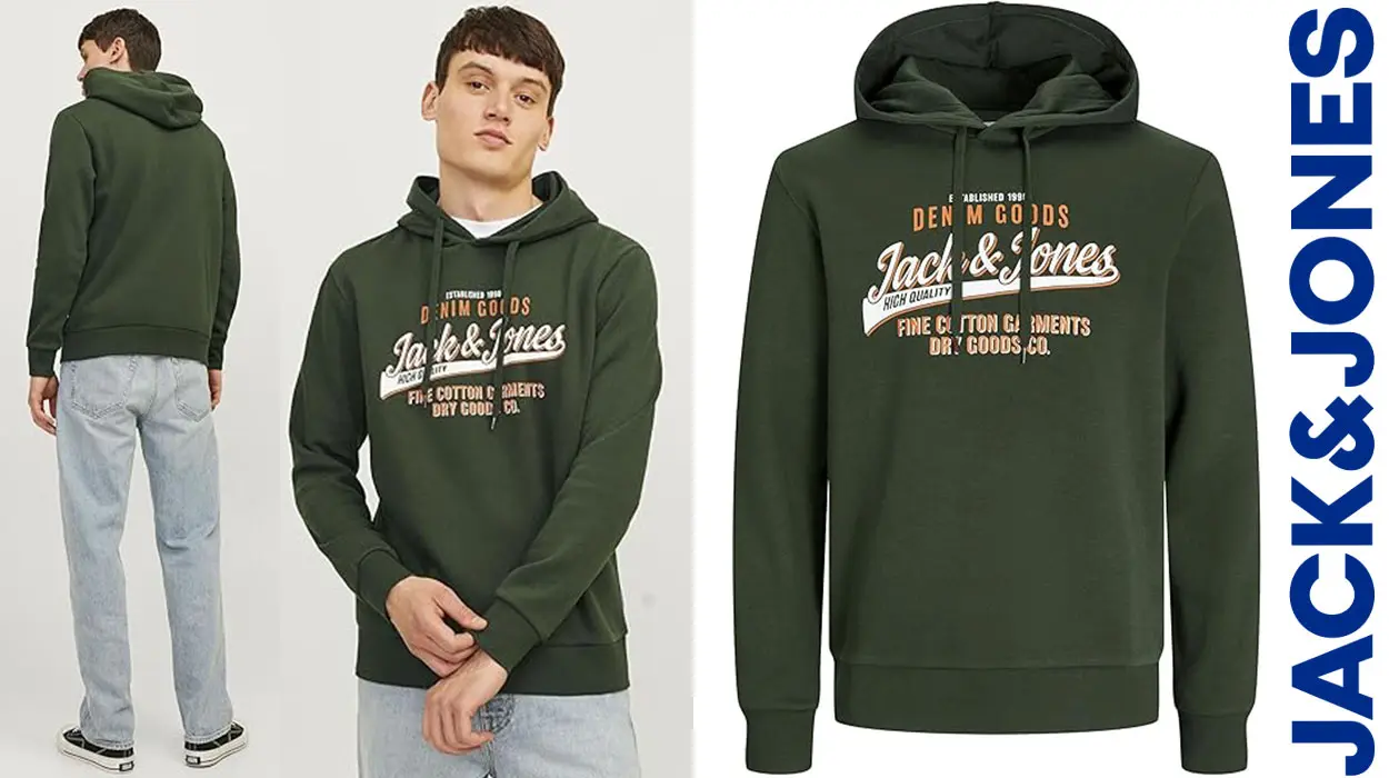 Sudadera Jack & Jones con capucha verde para hombre