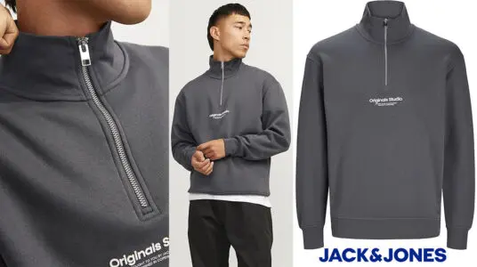 Chollo Sudadera Jack & Jones de media cremallera para hombre