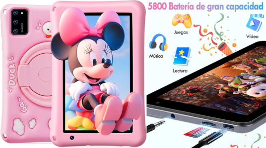 Chollo Tablet infantil Bisaikasow con Android 13 y funda de silicona de Minnie disney