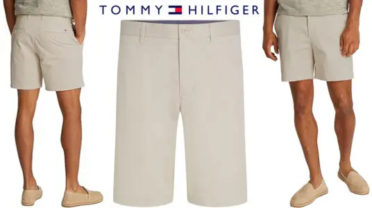 Chollo Pantalones cortos chinos Tommy Hilfiger Mercer 1985 beige para hombre