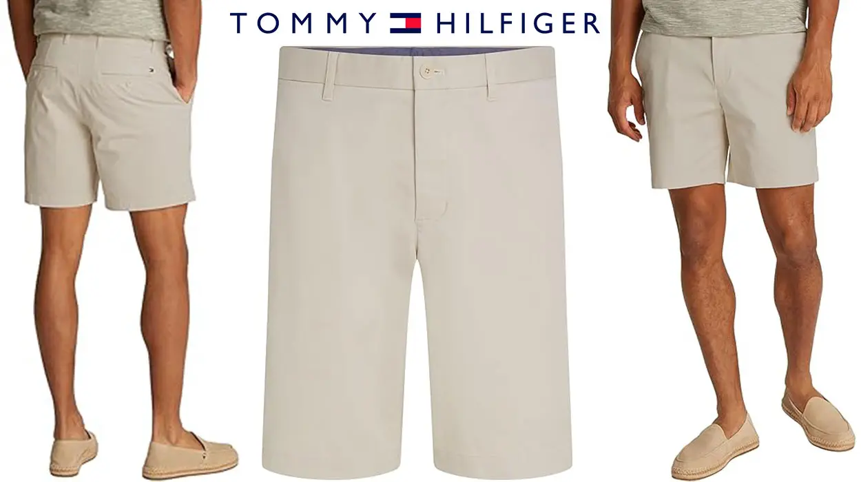 Chollo Pantalones cortos chinos Tommy Hilfiger Mercer 1985 beige para hombre