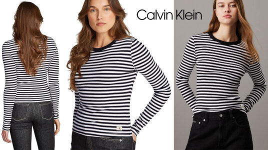 Chollo Camiseta slim Calvin Klein de manga larga y canalé para mujer