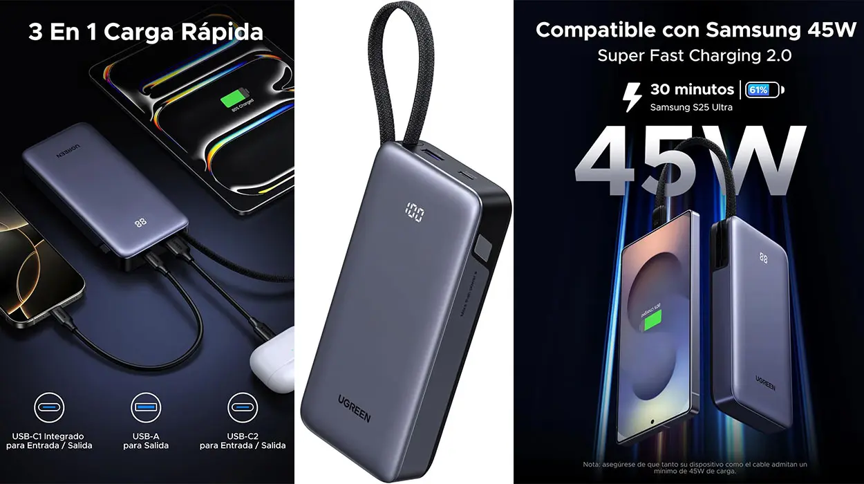 Chollo Power bank Ugreen Nexode de 20.000 mAh